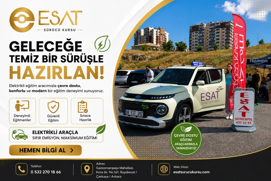 Esat Sürücü Kursu eğitim alanında elektrikli otomobil ve güvenli sürüş eğitimi tanıtımı