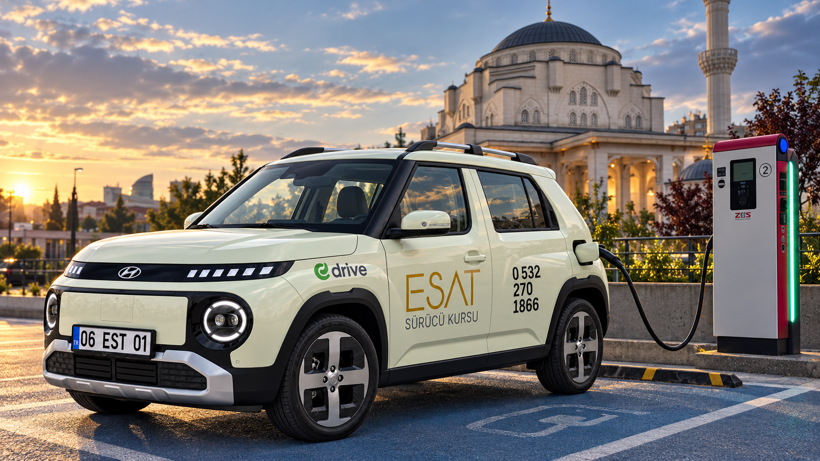 ESAT Hyundai INSTER ile elektrikli araç eğitimi ve şarj sahnesi